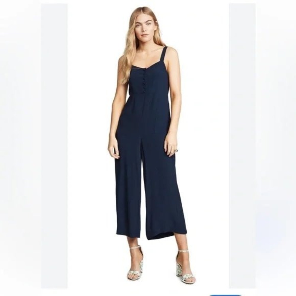 Madewell Navy‎ Blue Button Front Wide Leg Jumpsuit Size 00